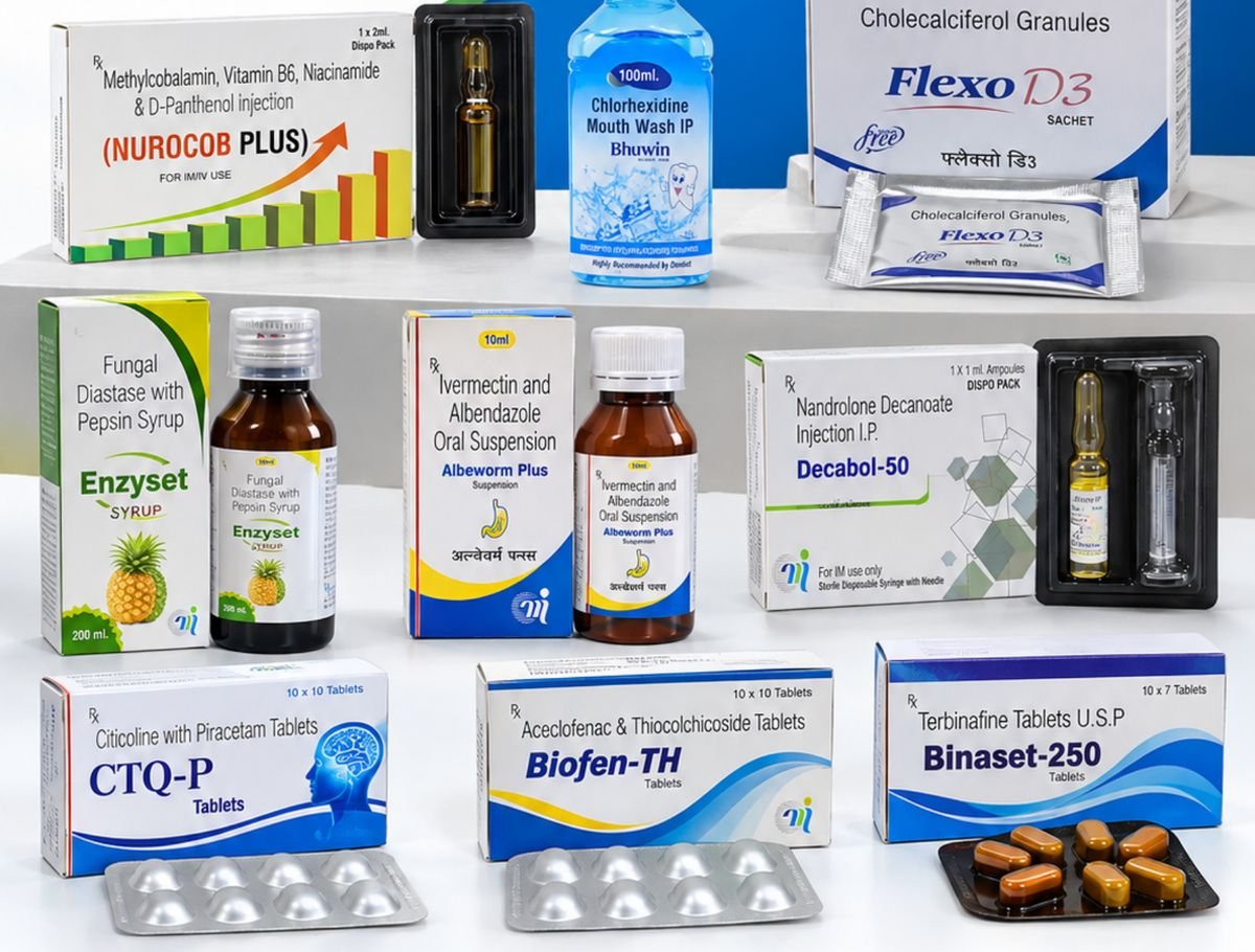 Mediquest Inc. pharmaceutical product range – tablets, syrups, injections and sachets