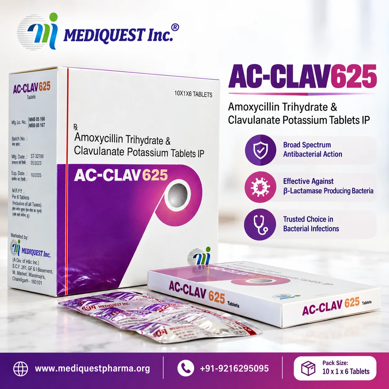 AC-CLAV 625 TAB – pack photo, Mediquest Inc.