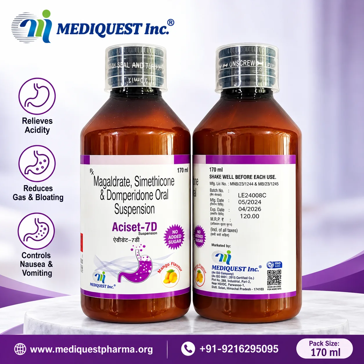 ACISET-7D SUSP. – pack photo, Mediquest Inc.