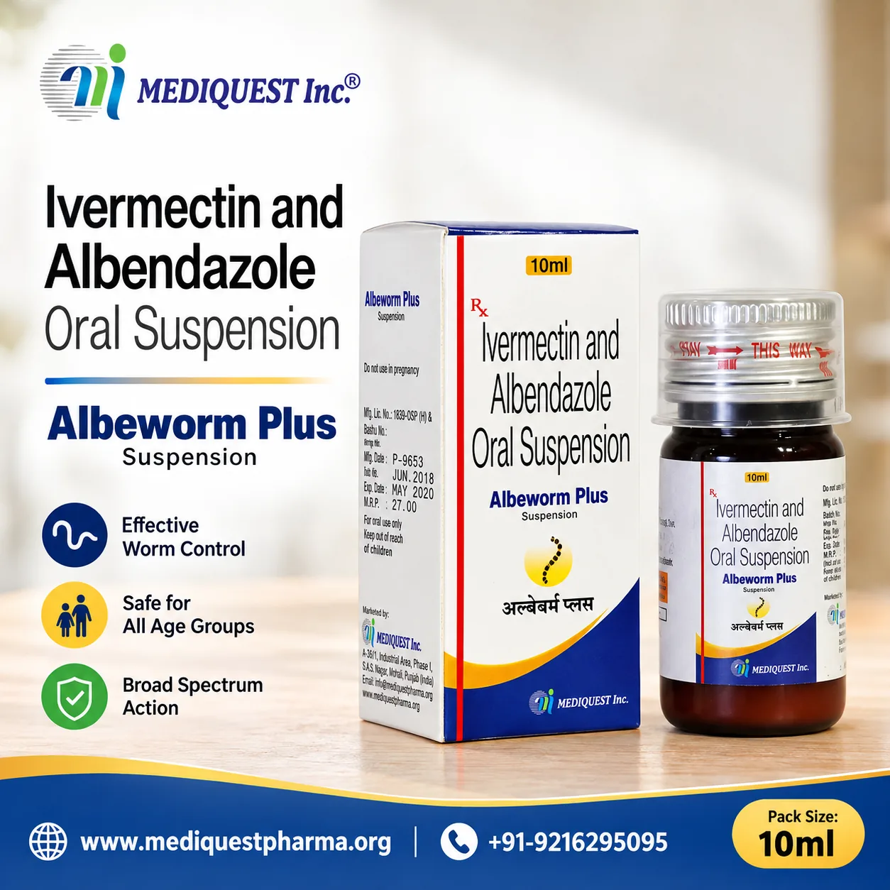 ALBEWORM PLUS SUSP. – pack photo, Mediquest Inc.