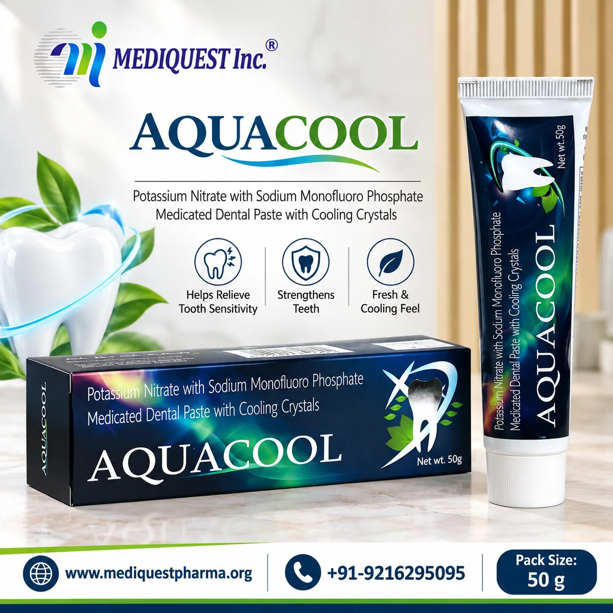 AQUACOOL TOOTH PASTE (CLEAR GEL) – pack photo, Mediquest Inc.