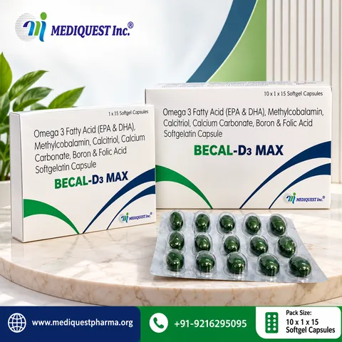 BECAL-D3 MAX SOFTGEL – pack photo, Mediquest Inc.