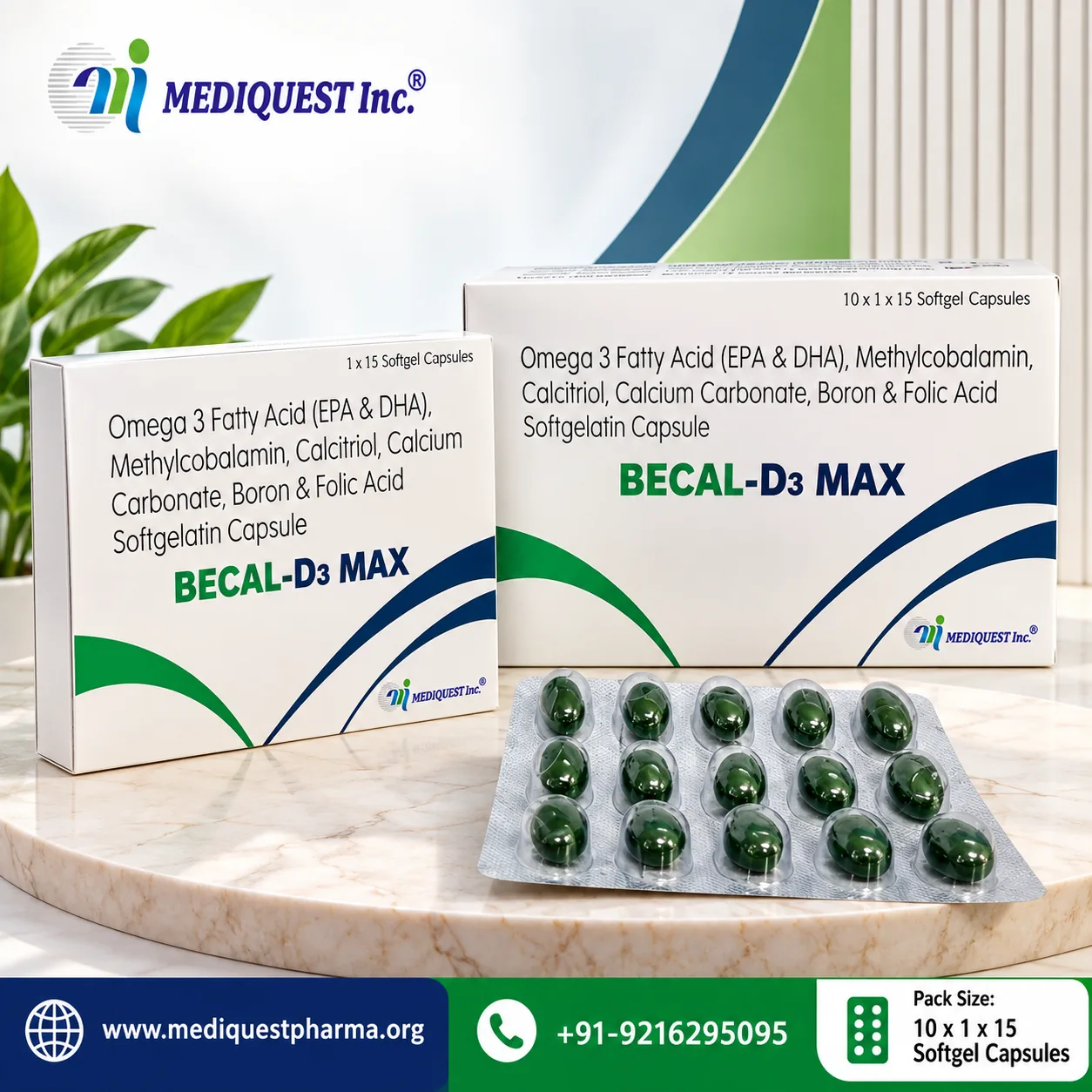 BECAL-D3 MAX SOFTGEL – pack photo, Mediquest Inc.