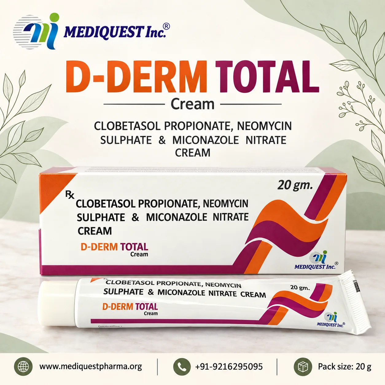 D-DERM TOTAL CREAM – pack photo, Mediquest Inc.
