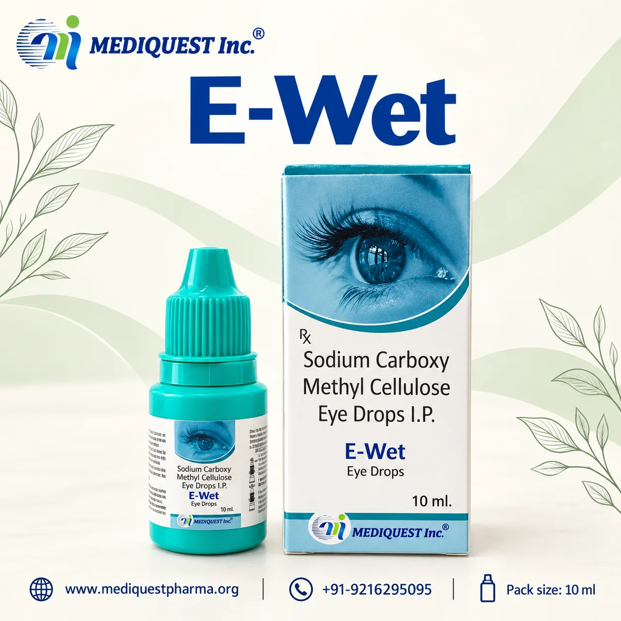 E-WET EYE DROPS – pack photo, Mediquest Inc.