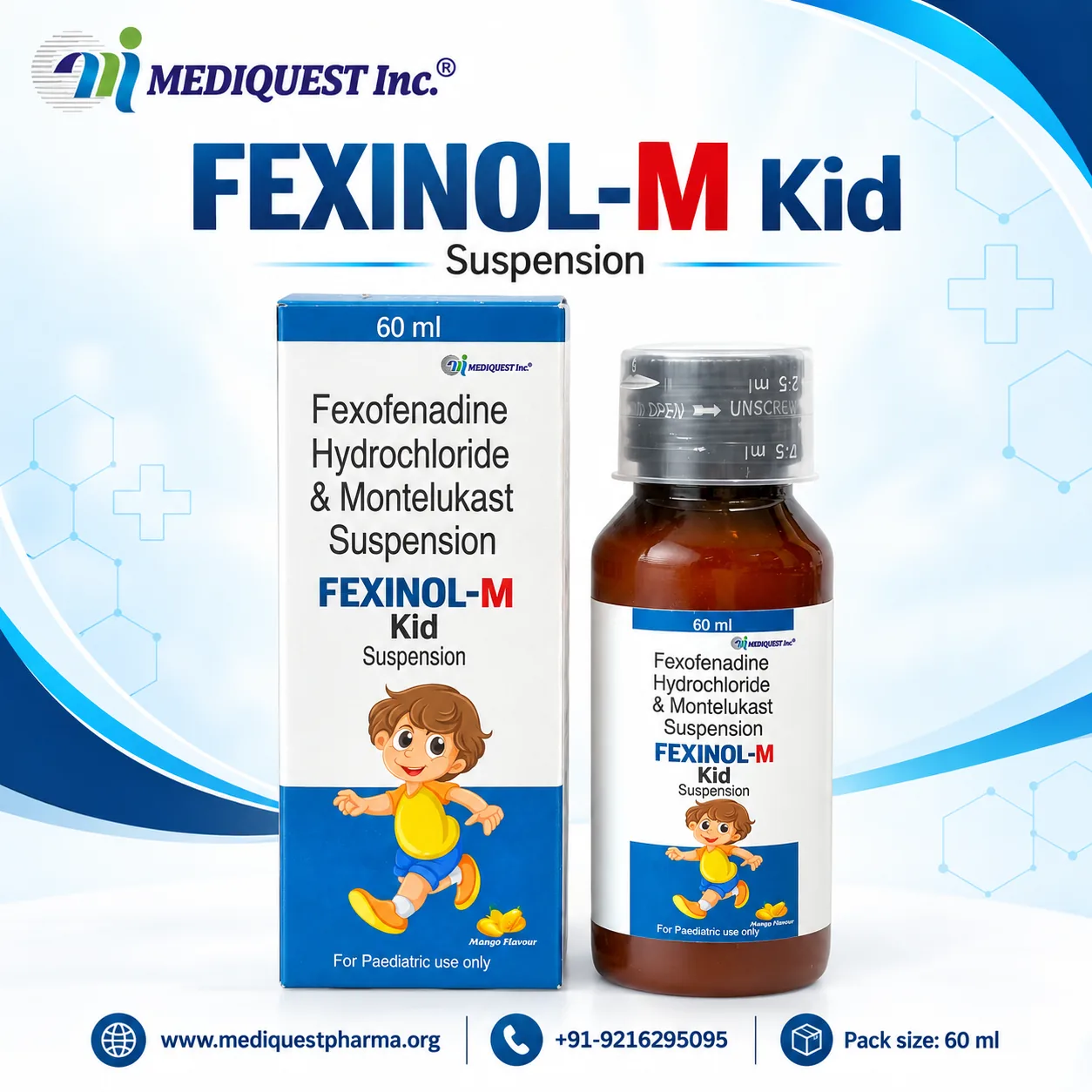 FEXINOL-M KID SUSP. – pack photo, Mediquest Inc.