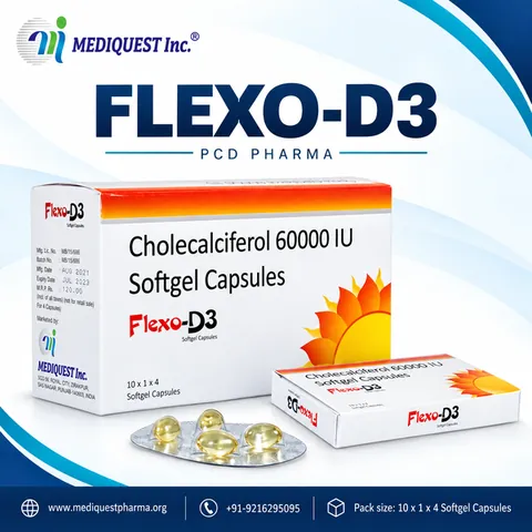 FLEXO-D3 SOFTGEL CAPSULE – pack photo, Mediquest Inc.