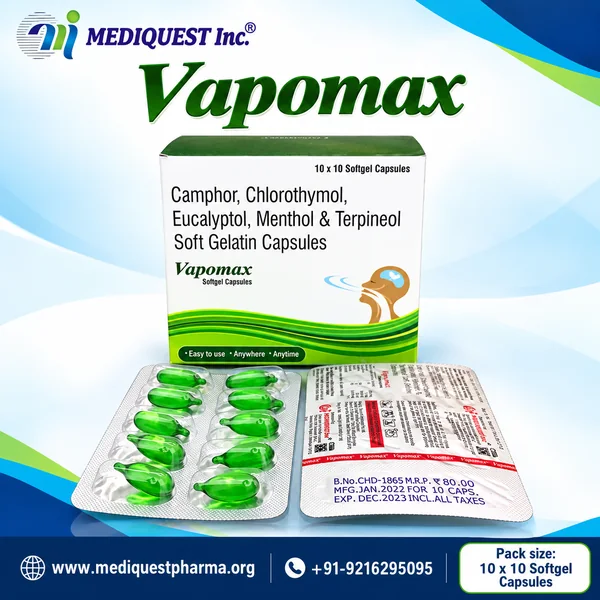 VAPOMAX SOFTGEL – pack photo, Mediquest Inc.